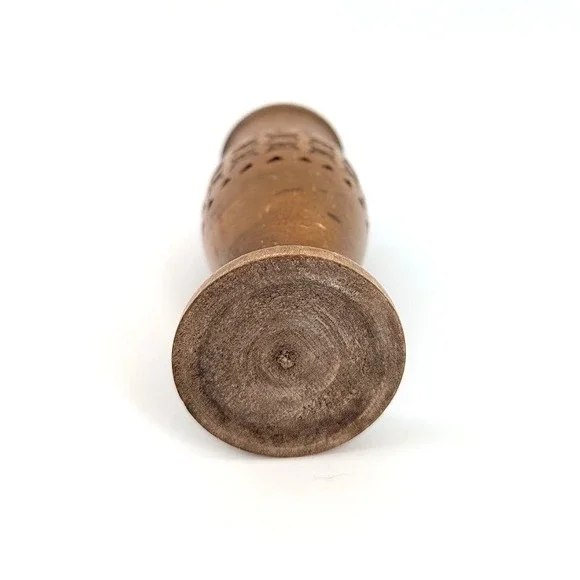 Antique Hand-Turned Carved Wooden Bud Vase Folk Art Primitive Decor c. 1900–1940 - Picture 6 of 8